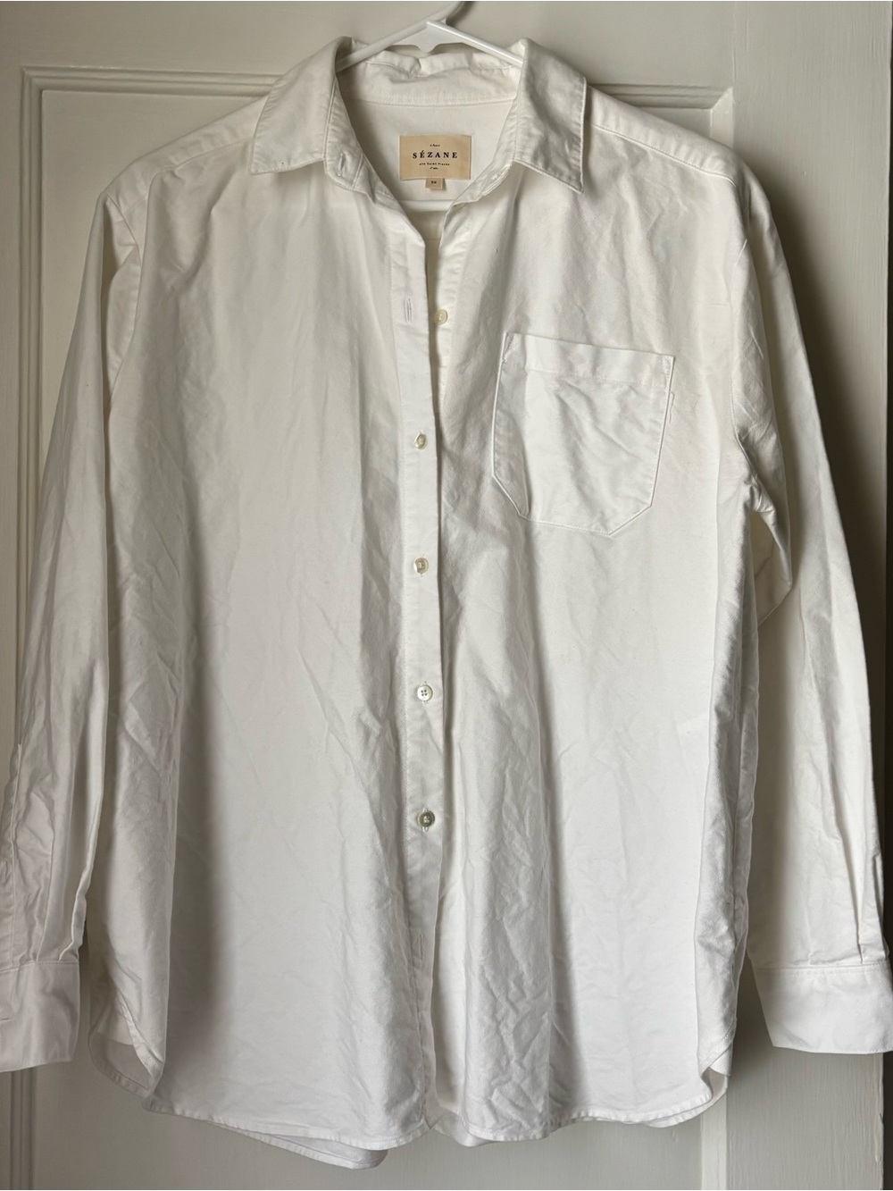 Sezane Max cotton twill white shirt